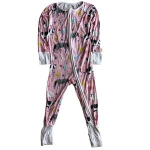 Little Sleepies Pink Farm Animal Bamboo Zippy Sleeper Pajamas 2T Barnyard Zippy